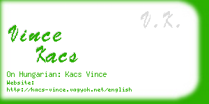 vince kacs business card